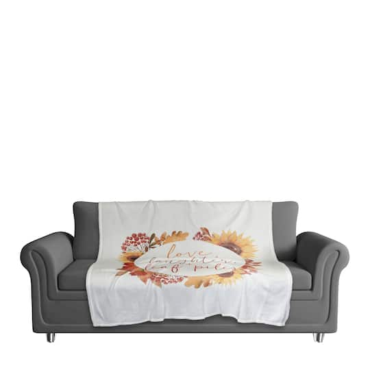 Love Laughter Leaf Coral Fleece Throw